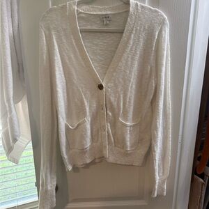 J. Crew Cream Button-Up Cardigan